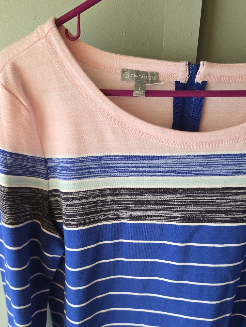 Talbots Striped Boatneck Top in Pink and Blue